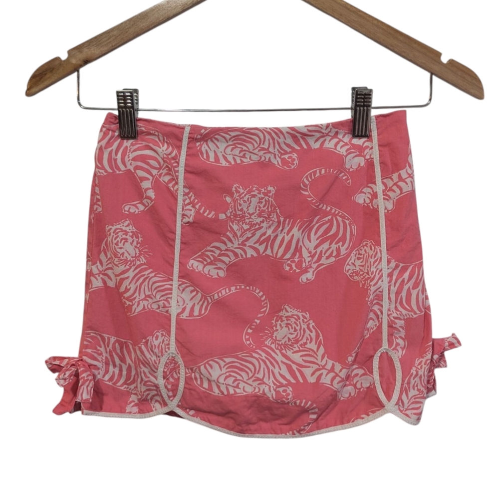 Lilly Pulitzer Girl's Pink and White Tiger Print Skort Size 12